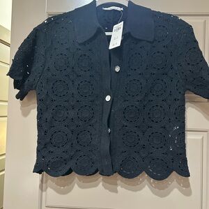 Abercrombie & Fitch Black Knit Button-Up